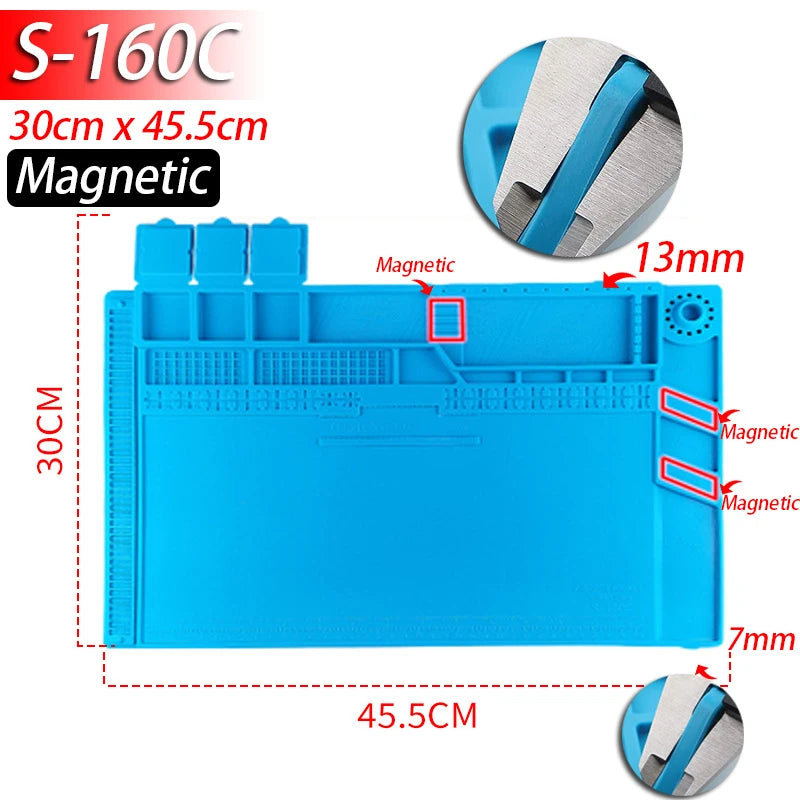 Soldering Station Mat Silicone Work Mat Heat Resistant 932°F Anti-Static