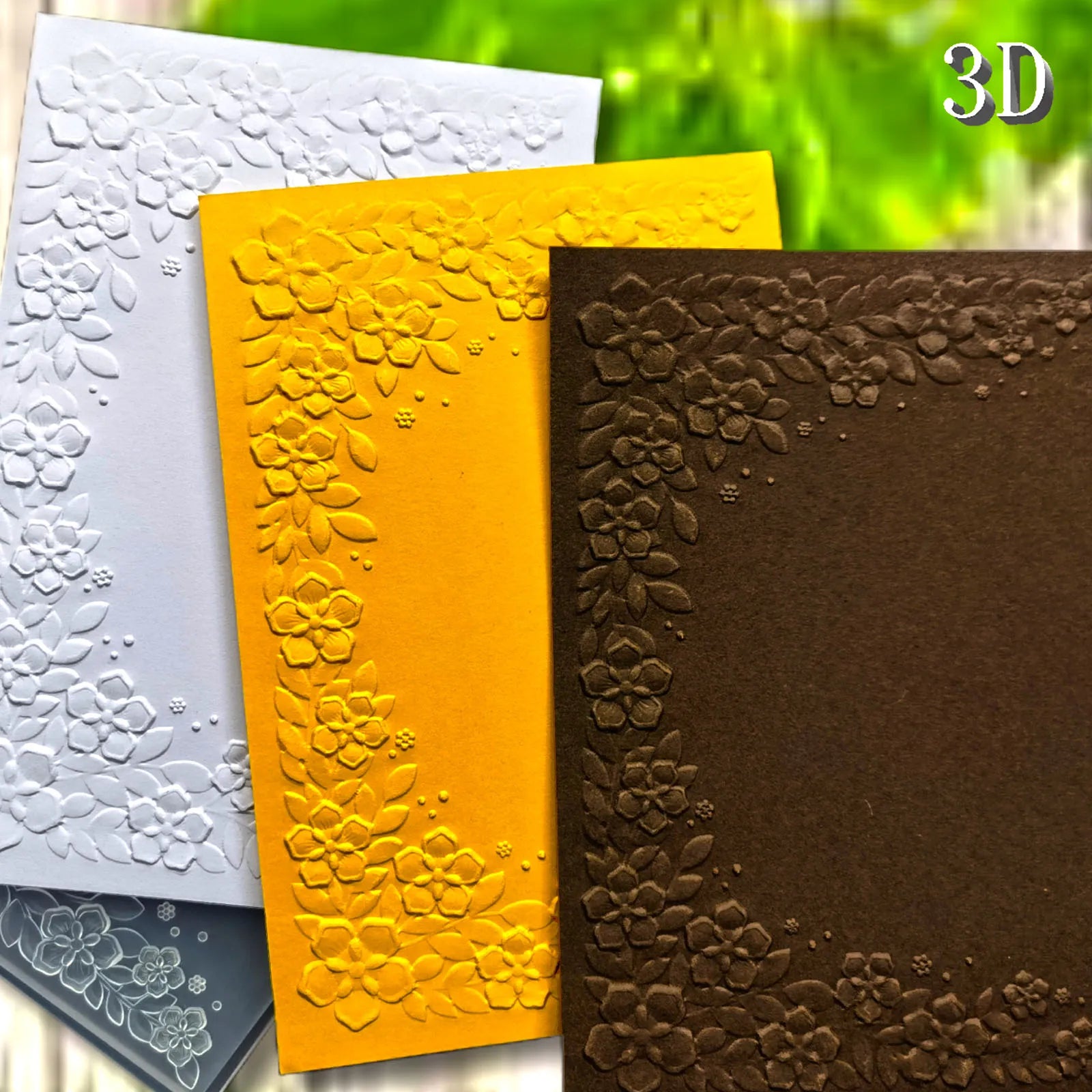 Elegant Symmetrical Floral 3D Embossing Folder - Wedding Invitation Border Pattern Design, Easy to Print - Perfect for DIY Cr