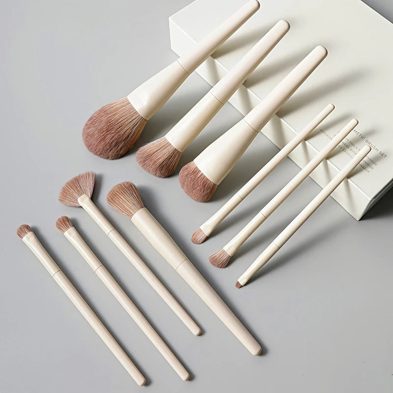 13 PCS Makeup Brushes Set Eye Shadow Foundation Women Cosmetic Brush Eyeshadow Blush Beauty Soft Make Up Tools Bag - Ivory wh