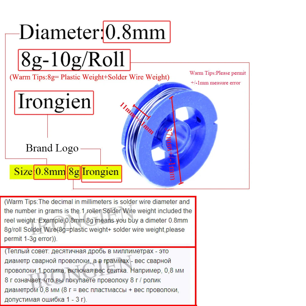 Irongien High Purity Soldering Wire 8g50g/Roll Mixed Tin Rosin Core Dia 0.6-1.5mm Solder Welding Wire For Electrical Solderin