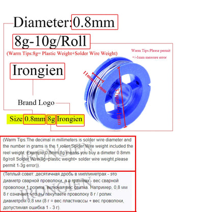 Irongien High Purity Soldering Wire 8g50g/Roll Mixed Tin Rosin Core Dia 0.6-1.5mm Solder Welding Wire For Electrical Solderin