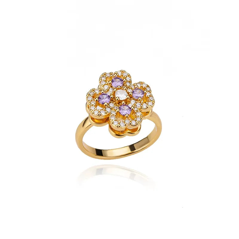 Anti Stress Anxiety Fidget Rings for Women Stainless Steel Sunflower Sun Star Spinner Ring Christmas Jewelry Gifts - JZ3829G