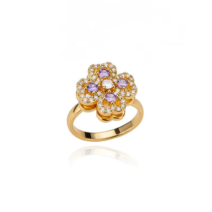 Anti Stress Anxiety Fidget Rings for Women Stainless Steel Sunflower Sun Star Spinner Ring Christmas Jewelry Gifts - JZ3829G
