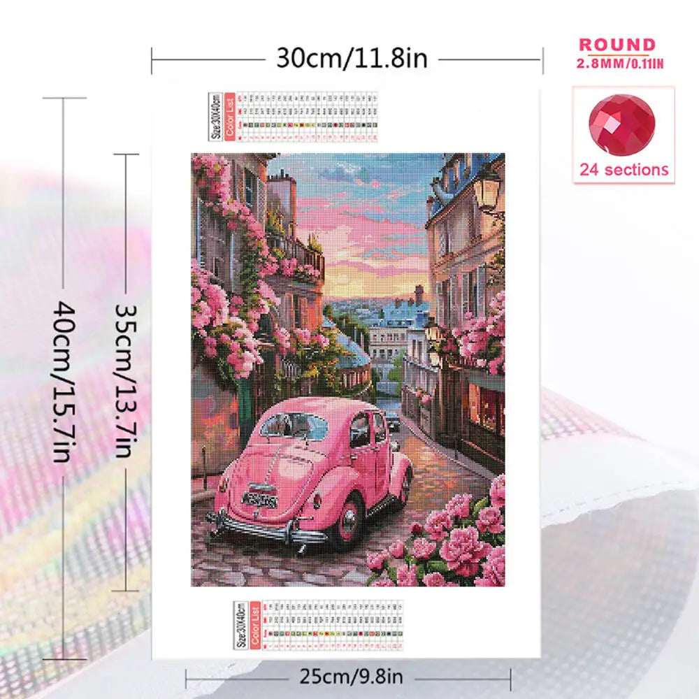 Momoart Car Diamond Painting Landscape DIY Full Square Round Diamond Mosaic Street Embroidery Flower Handicraft