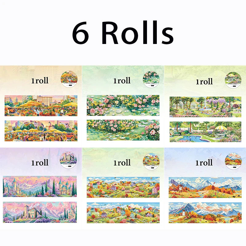 Wide European Town Scenery Washi Tape, Background Tape for Junk Journal Scene Making, Ideal Holiday & Birthday Gift - ALL