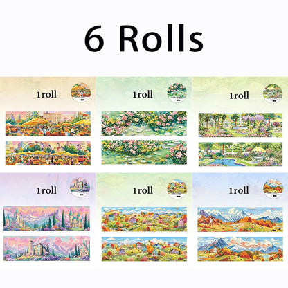 Wide European Town Scenery Washi Tape, Background Tape for Junk Journal Scene Making, Ideal Holiday & Birthday Gift - ALL