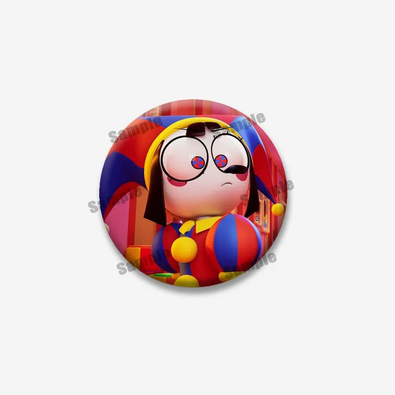 Creative Funny P-Pomni Enamel Pins Cute Cartoon Character Round Brooch DIY Backpack Jacket Collar Badge Jewelry Gifts for Fri