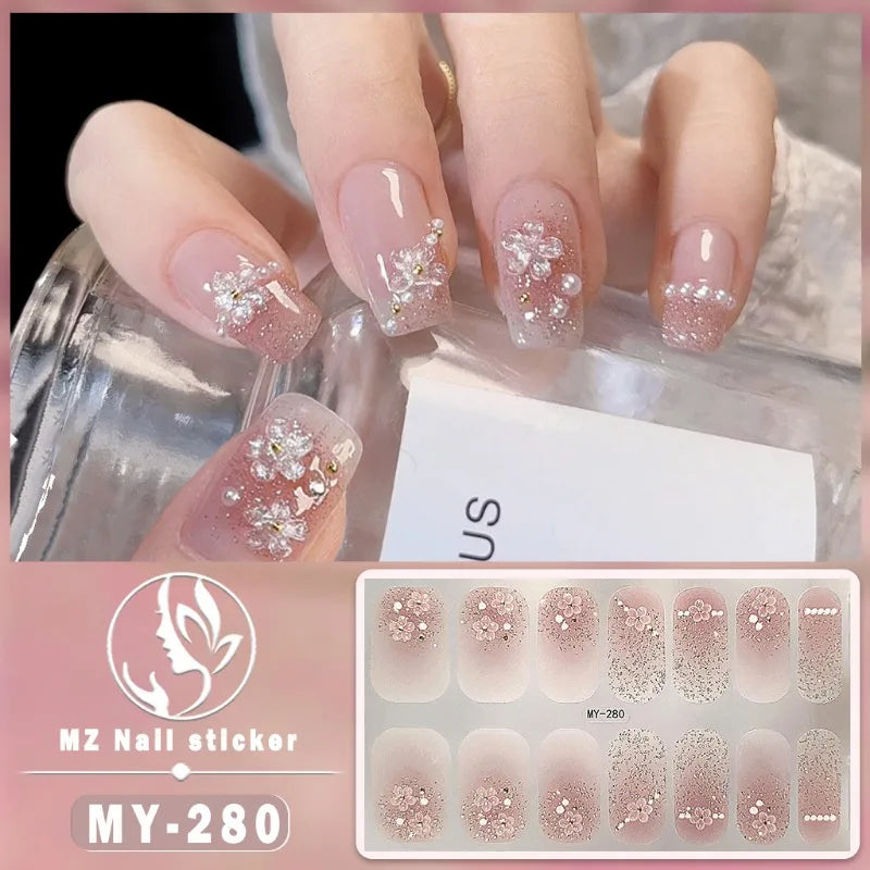 Nail Sticker Full Cover Waterproof Nail Art Manicure Decoration Sweet DIY Nail Decail Rhinestones Self Adhesive Manicure INS 