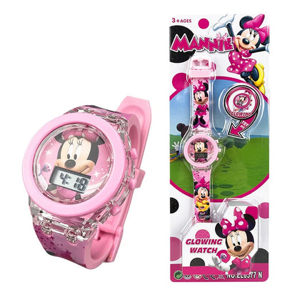 Flash Light Frozen Mickey Kids Watches For Girls Cartoon Snow White Car Children Watch Boys School Student Digitel Clock Gift