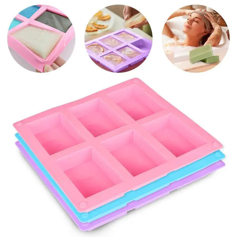 Newest 6 Grids Rectangle Silicone Soap Making Molds DIY Chocolate Mousse Cake Bakeware Ice Cream Mould Tools Birthday Gifts 2
