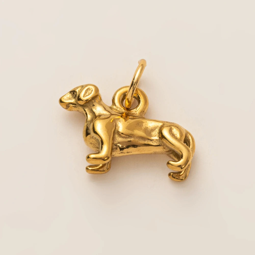 Animal Series Pendant Stainless Steel DIY Small Pendant Vacuum Plated 18K Gold Color Preserving Accessory in Furnace - Dachsh