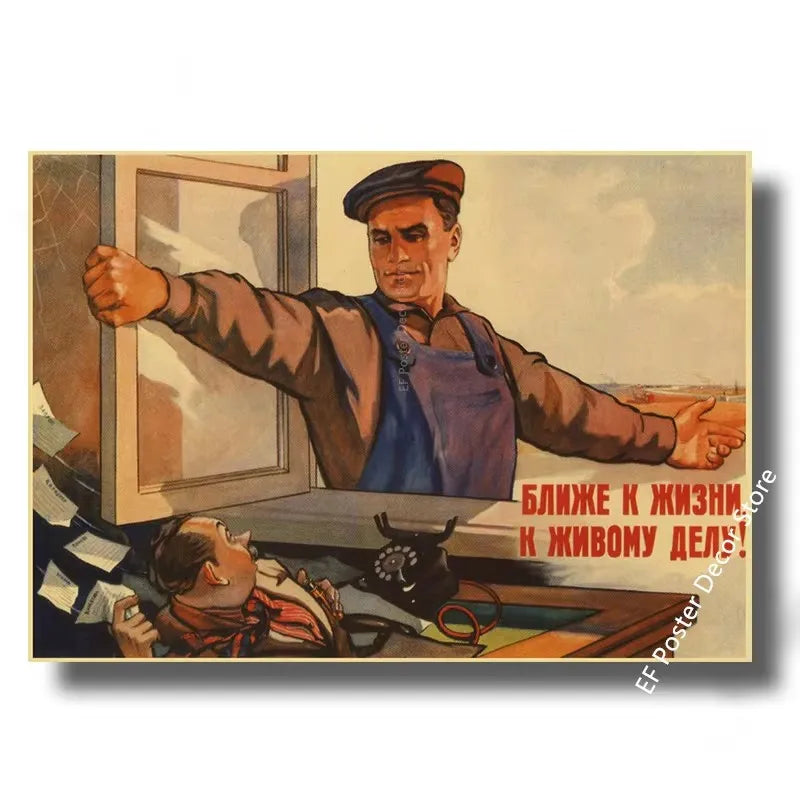 Vintage Stalin USSR CCCP Poster Poster Aesthetic Prints and Posters Wall Art Retro Painting Home Room Cafe Club Dorm Wall Dec