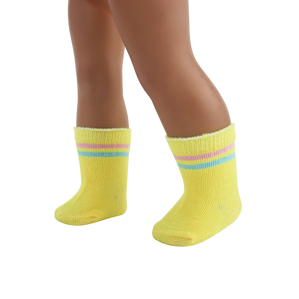 Doll Accessories Socks Heart Stripe Solid Color Knit Doll Socks For 43cm Baby New Born&18 inch American,OG Girl Doll Toy - BE