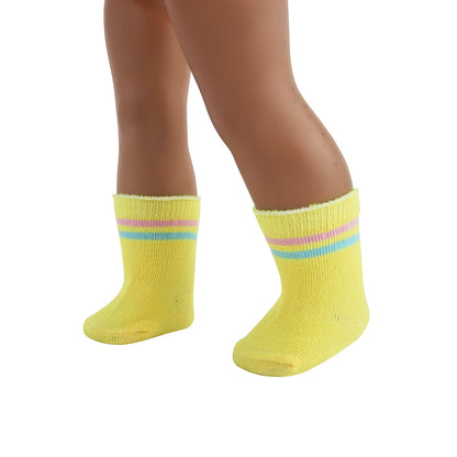 Doll Accessories Socks Heart Stripe Solid Color Knit Doll Socks For 43cm Baby New Born&18 inch American,OG Girl Doll Toy - BE