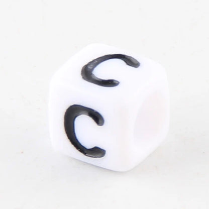 100-500pcs Square White and Black Mixed Letter Acrylic Beads Cube Loose Spacer Alphabet Beads For Jewelry Making Diy Accessor