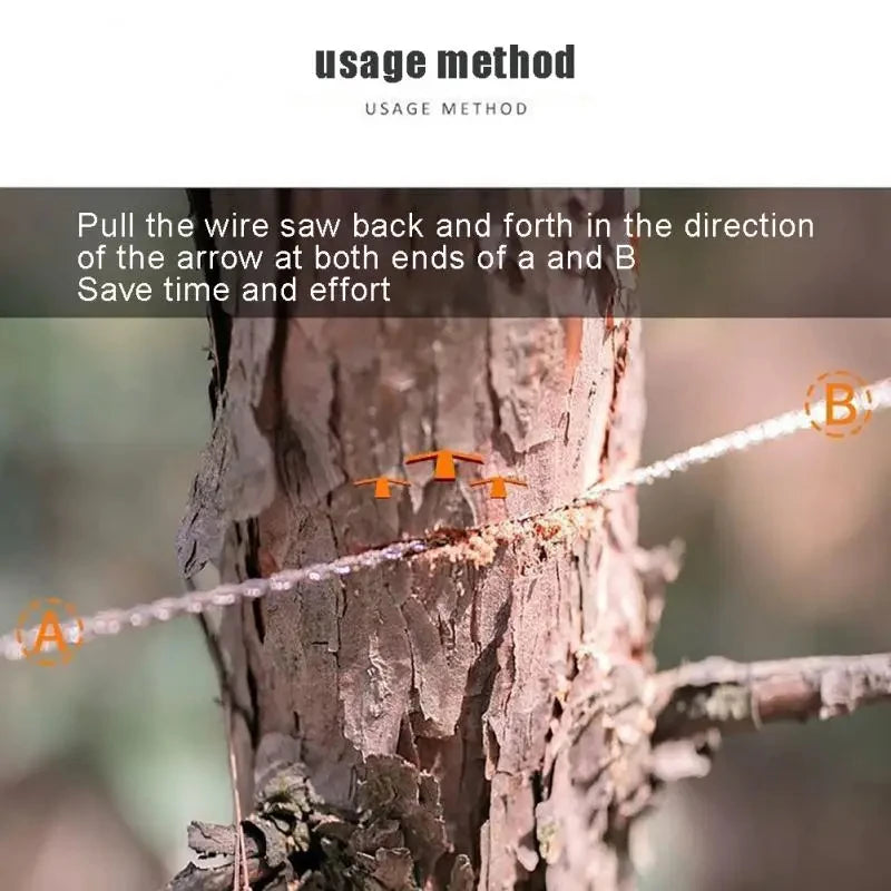 1-3M Outdoor Hand Drawn Rope Saw Portable Stainless Steel Wire Saw Manual Cutting Chain Camping Hiking Survive Woodworking To