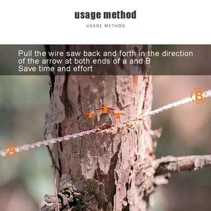 1-3M Outdoor Hand Drawn Rope Saw Portable Stainless Steel Wire Saw Manual Cutting Chain Camping Hiking Survive Woodworking To