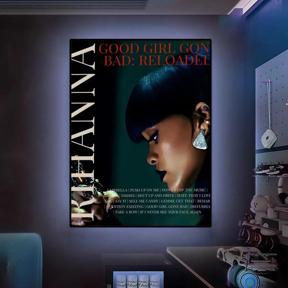 R-Rihannas Hot Singer Music Poster Versatile HD Waterproof Wall Art Self-Adhesive Decor for Any Space Ideal Gift