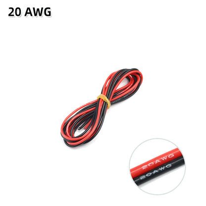 2 Meter Silicon Wire 8 10 12 14 16 18 20 22AWG Heatproof Soft Silicone Silica Gel Wire Cable (1Meter Red+1Meter Black) ) - 20