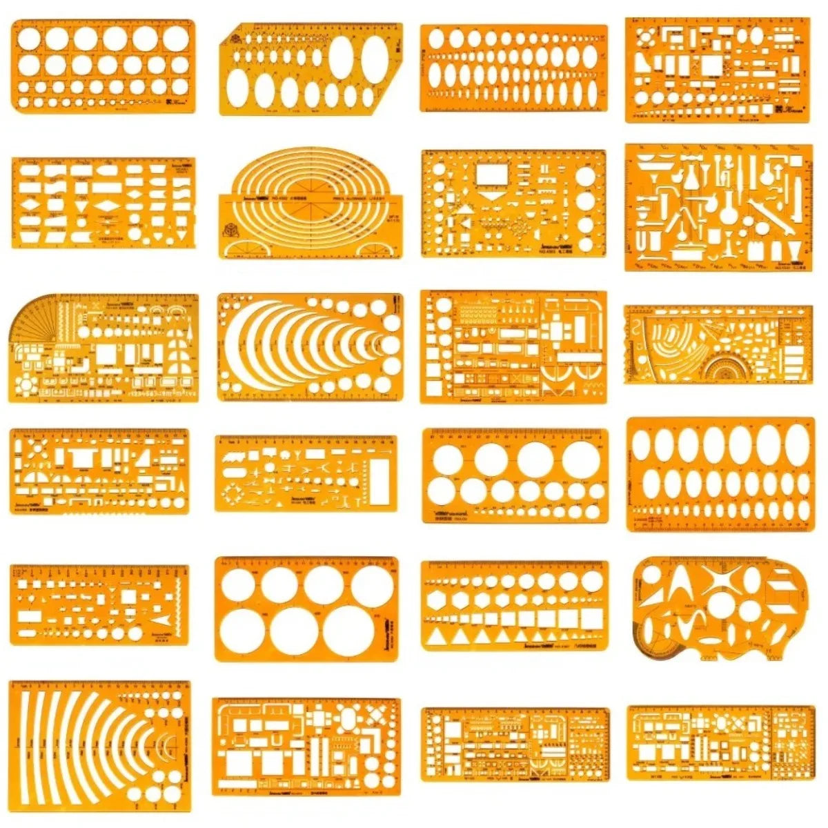 Architectural Drafting Template Set - Round & Oval Shapes, Resin Design Rulers for Furniture and Building Plans, Office Suppl