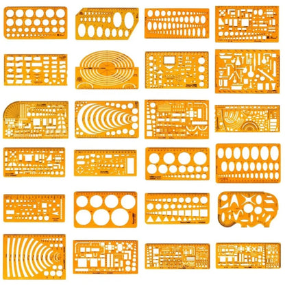 Architectural Drafting Template Set - Round & Oval Shapes, Resin Design Rulers for Furniture and Building Plans, Office Suppl