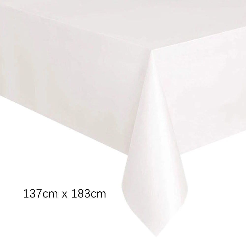 Disposable Tablecloth White Black Pink Gold Table Cover Plastic Birthday Wedding Table Cloth Party Dining Table Decoration Fa