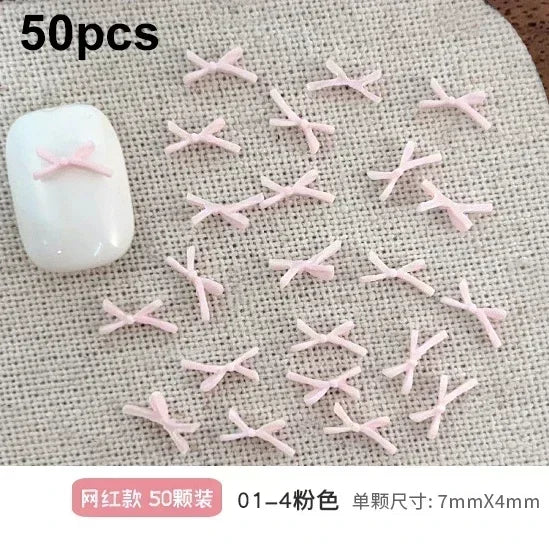 French Ribbons Colorful Resin Cute Bowknot Charm Leopard Print Bow Tie Nail Art Decorations Manicure Tools Accessories Wholes