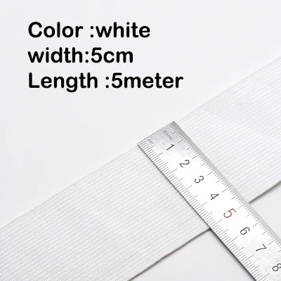 5Meters Sewing Elastic Band Heavy Stretch High Elasticity Knit Elastic Band for Sewing Waistband Elastic White black 10-60MM