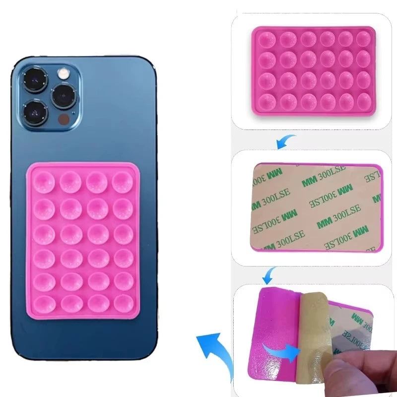 Multifunctional Mobile Phone Silicone Suction Cup 24 Square Mobile Phone Single-Sided Case Anti-Slip Holder Mount Suction