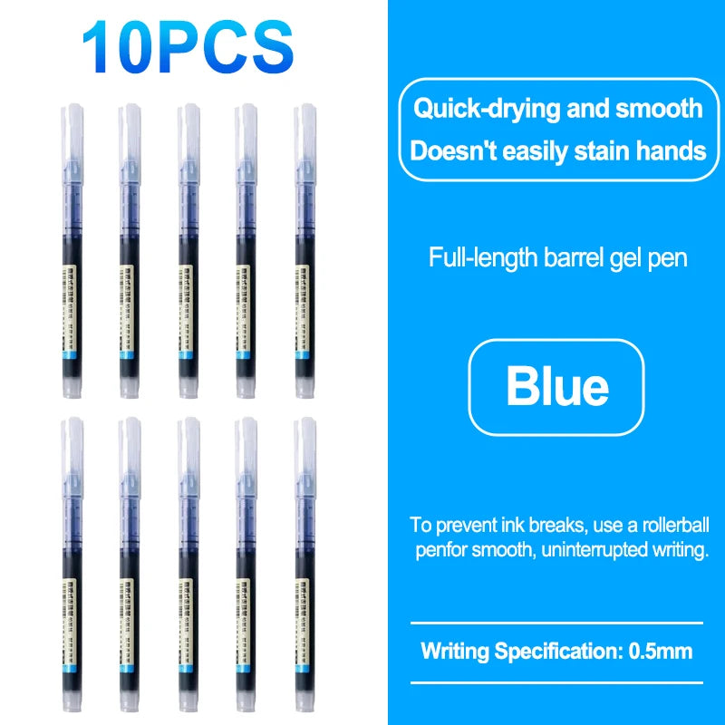 0.5mm Quick Drying Fine Point Liquid Ink Pens Smooth Writing Comfortable Grip Non-Smudge for Office School Supplies - 10pcs b
