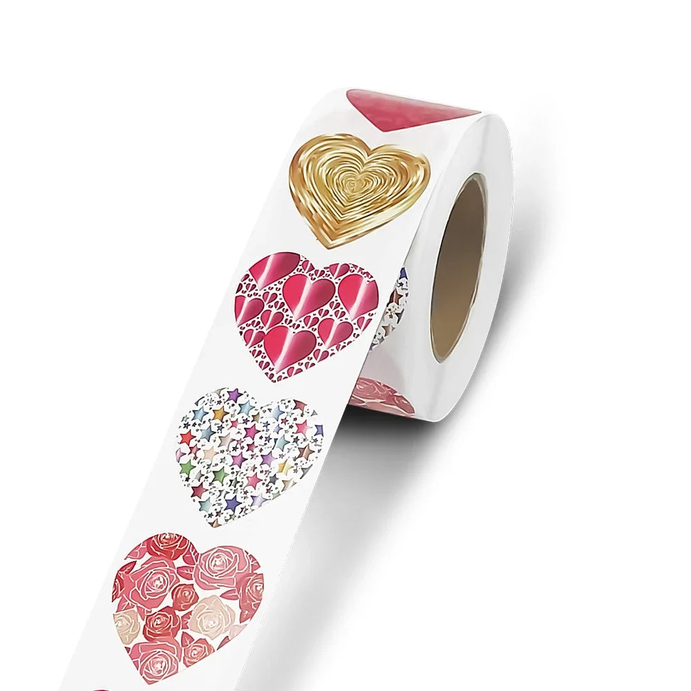 50-500pcs 1inch Red Heart Stickers for Valentine's Day Baking Packaging Sticker Envelope Seals Love Decorative Sticker