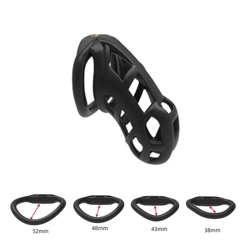 Chastity Men's Lock Chaste Vessel Black Light Pvc Penile Ring Snap Ring Multi Size Cage SM Sex Toys BDSM 3D Invisible Lock - 