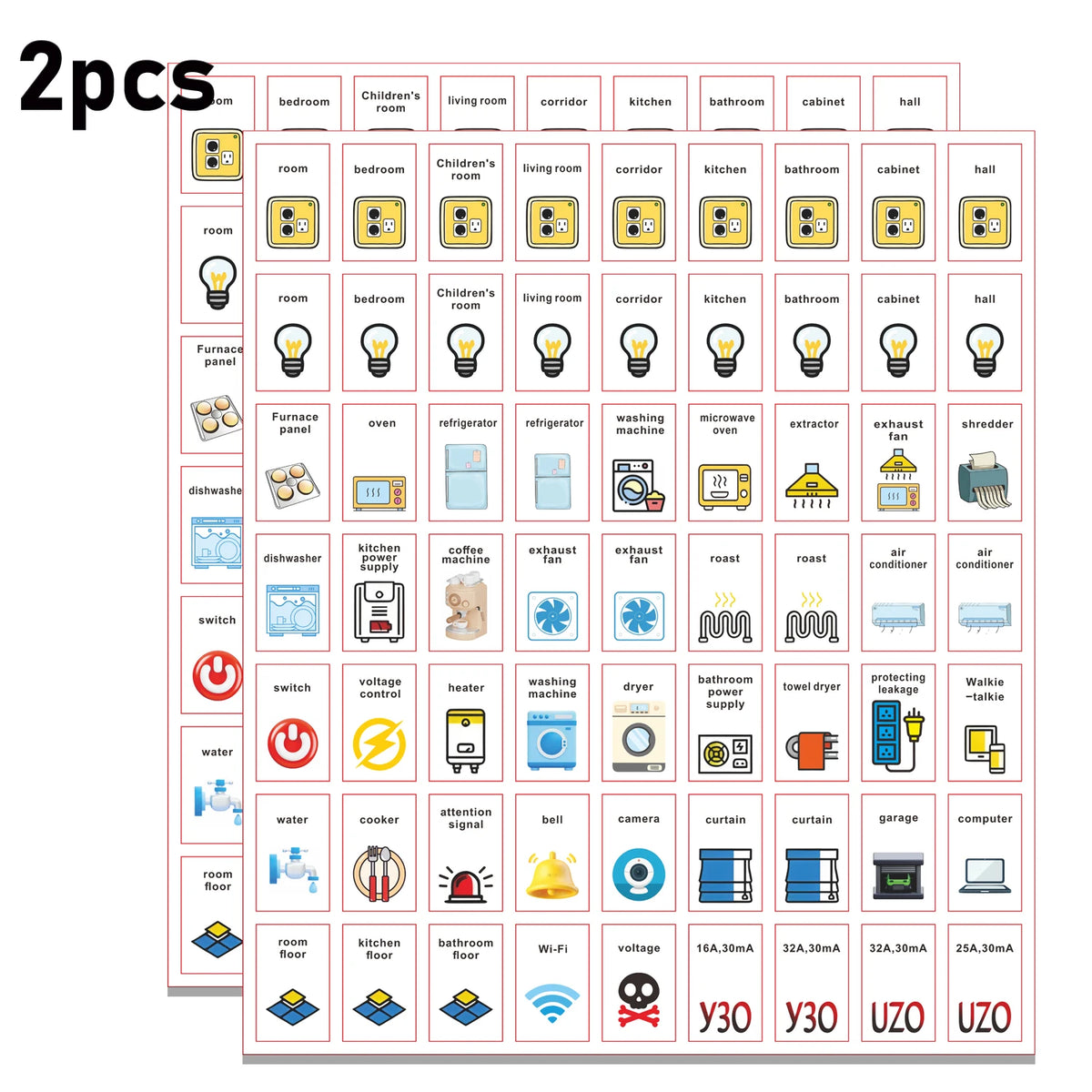 Label Stickers for Electric Meter Boards, Switch Label Sticker Set, Electrical Panel Label Stickers,Panel Labels Stickers - 2