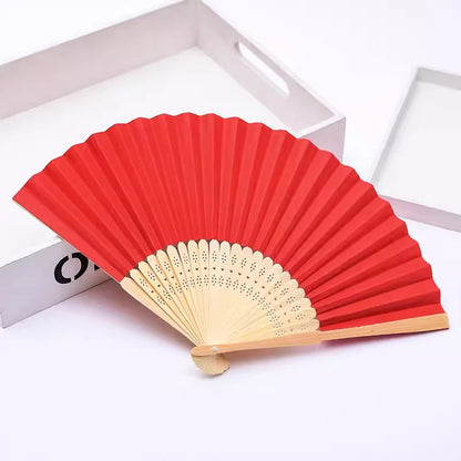Hand Held Fan Paper Folding Fan Party Decorative New Fashionable Simple Decorative Blank Folding Fans Candy Colored Can DIY