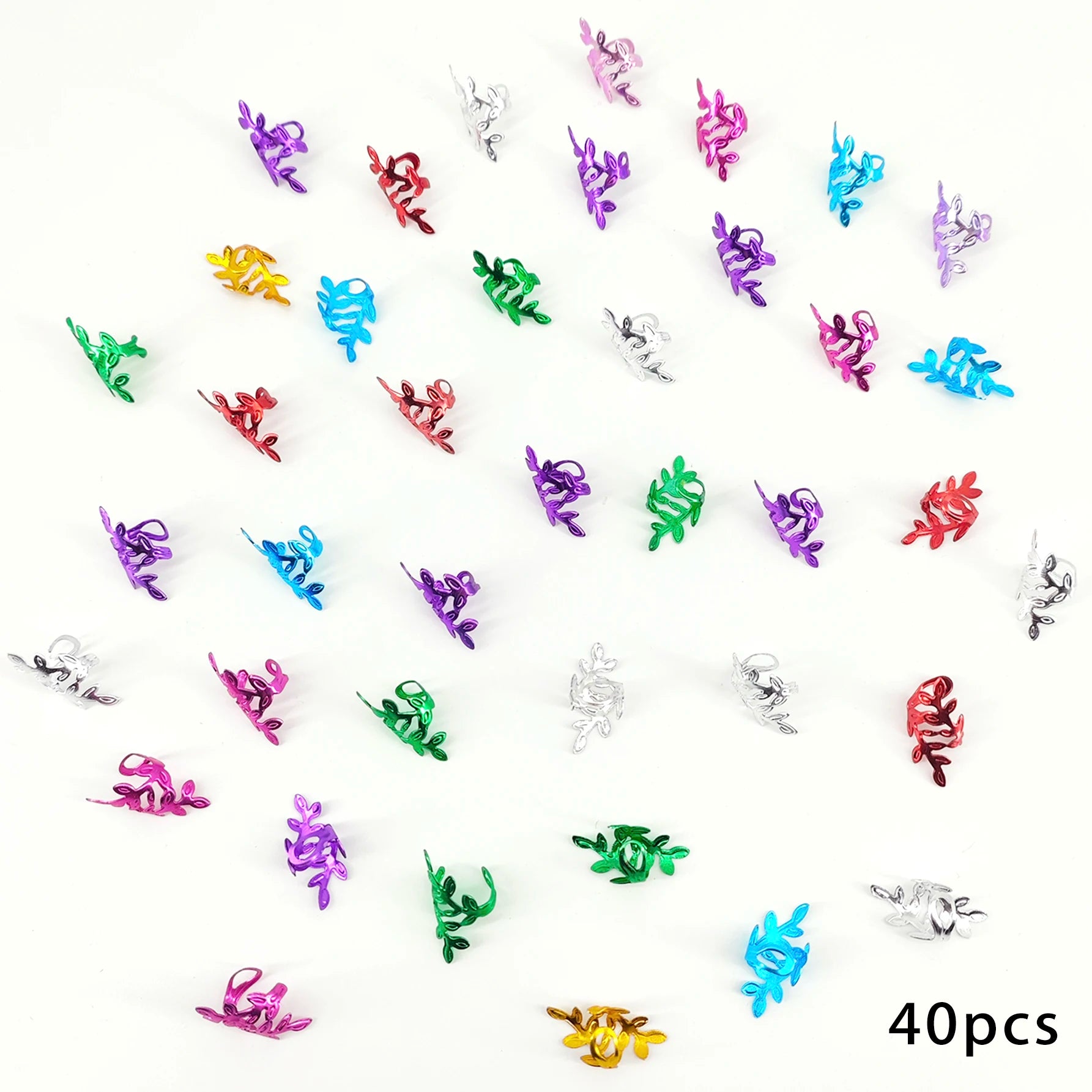 40Pcs Vine Leaf Shaped Alloy Hair Braid Ring Vintage Hair Pin For Dreadlock Women Girls summer Hair Accessories Loc Hair Jewe