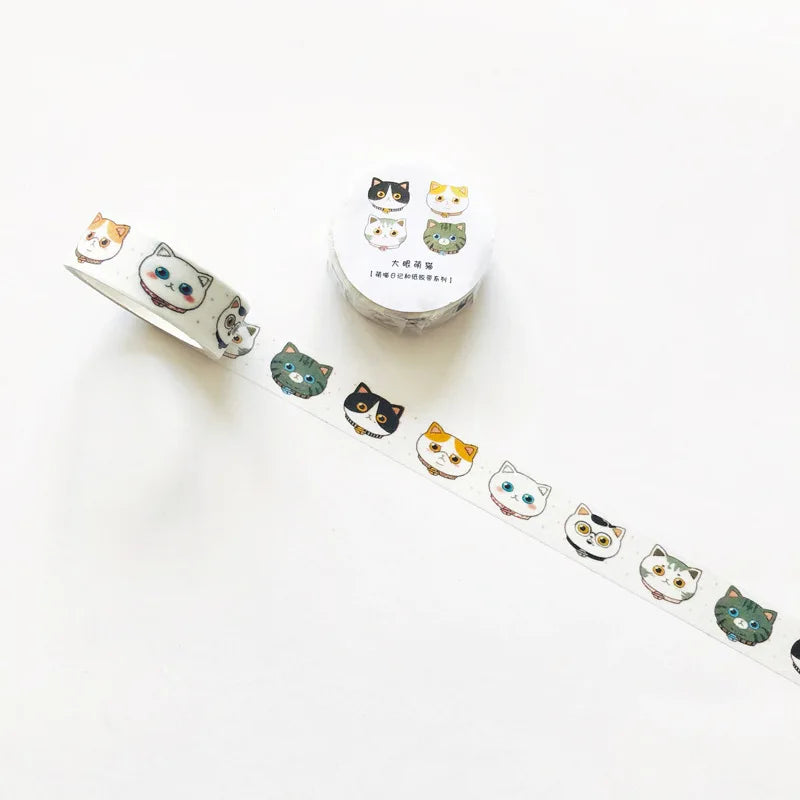 Washi Tapes Cartoon Cat Masking Tape Washi Stickers Scrapbooking Adhesive DIY Decorative Stationery School Supplies