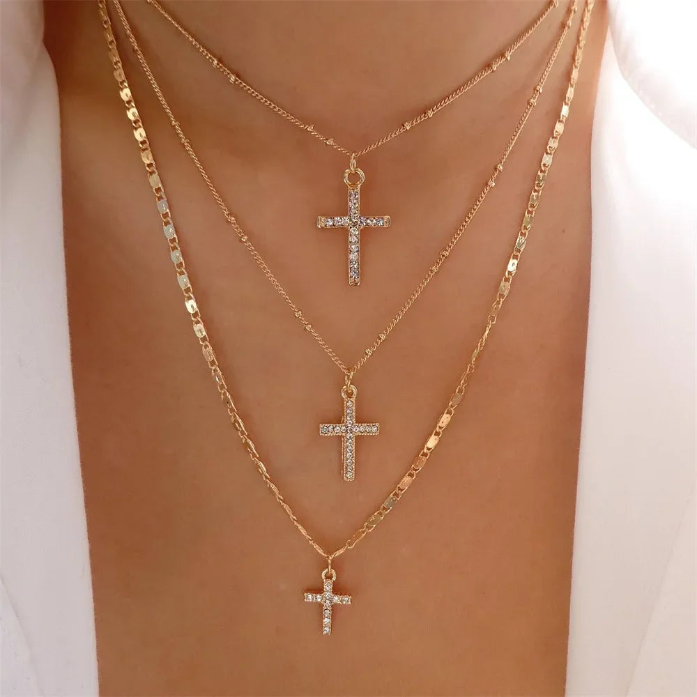 Vintage Punk Gold-plate Thick Chain Head Portrait Coin Pendant Necklace For Women Fashion Multilevel Geometric Hip Hop Jewelr