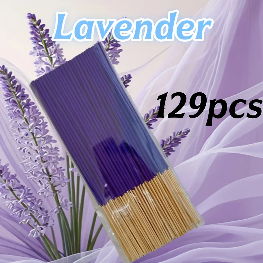 Available in 57/129/299 Pieces, Lavender Premium Incense Sticks, 8.66 Inches - 30~40 Minutes Burning Time, Light Fragrance, S
