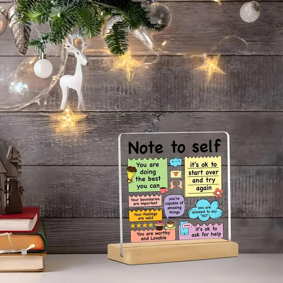 Decorative Sign with Wooden Base Inspirational Acrylic Positive Affirmation Self-love Reminder School Colorful Encouraging No