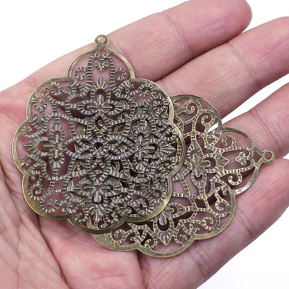 Pendants Wraps Metal Crafts Connectors Rose Flower Filigree Flower For Embellishments Scrapbooking Jewelry DIY Accessories