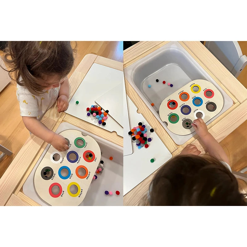 Children's Sensory Tray Table Color Hairball Game Wooden Tile Montessori Early Education Toys Kids Toys Educational Accessori