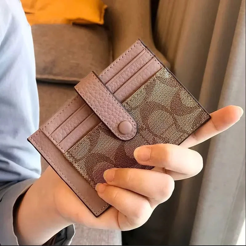 Monogram Ultra-thin Ins Style Card Holder Fashion Mini Short Envelope For Women Appliques Card&ID Wallet Credit Card Purse - 