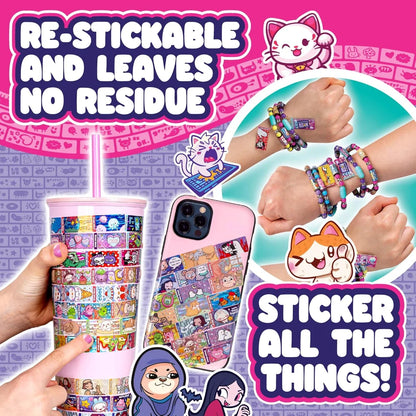 STICKI Rolls Sticki Bands - Wearable or Shareable Sticker Bracelet , Includes 160 Mini Stickers | Over 1000 Sticker Designs