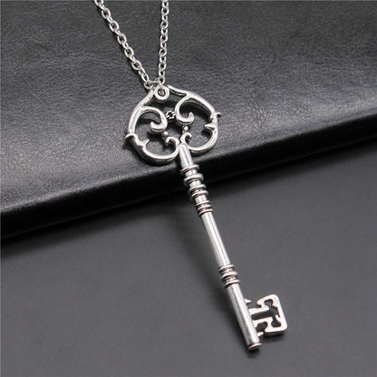 Fashion Vintage 2 Colors 82x31mm Big Key Pendant Necklace For Women Men Long Chain Necklace Jewelry Accessories