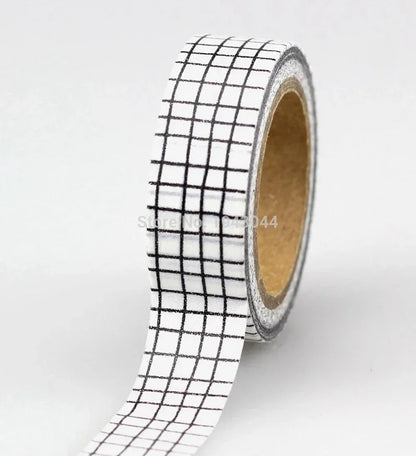 NEW 1PC 10M Decorative Black and White Japanese Washi Tape Set DIY Journaling Adhesive Moon Masking Tape Cute Stationery