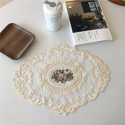 Vintage Lace Coaster Table Cloth Lace Tablecloth Embroidery Placemat Cabinet Furniture Decoration Background Photo Props