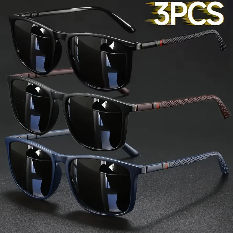 2/3pcs Luxury Square Vintage Cycling Sunglasses Men Women Fashion Travel Driving Fishing Sun Glasses Male Eyewear UV400 - MUL