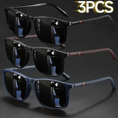 2/3pcs Luxury Square Vintage Cycling Sunglasses Men Women Fashion Travel Driving Fishing Sun Glasses Male Eyewear UV400 - MUL