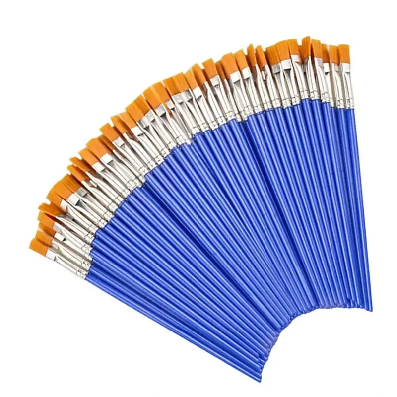 50Pcs Painting Brushes Set Art Round Flat Hair Nylon Hair Paint Brush for Oil Acrylic Watercolor Kids/Artists/Beginners/Stude