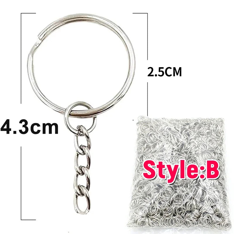 Silver Plated Metal Blank Keyring Keychain Split Ring Keyfob Key Holder Rings Women Men DIY Key Chains Key Ring Accessories -
